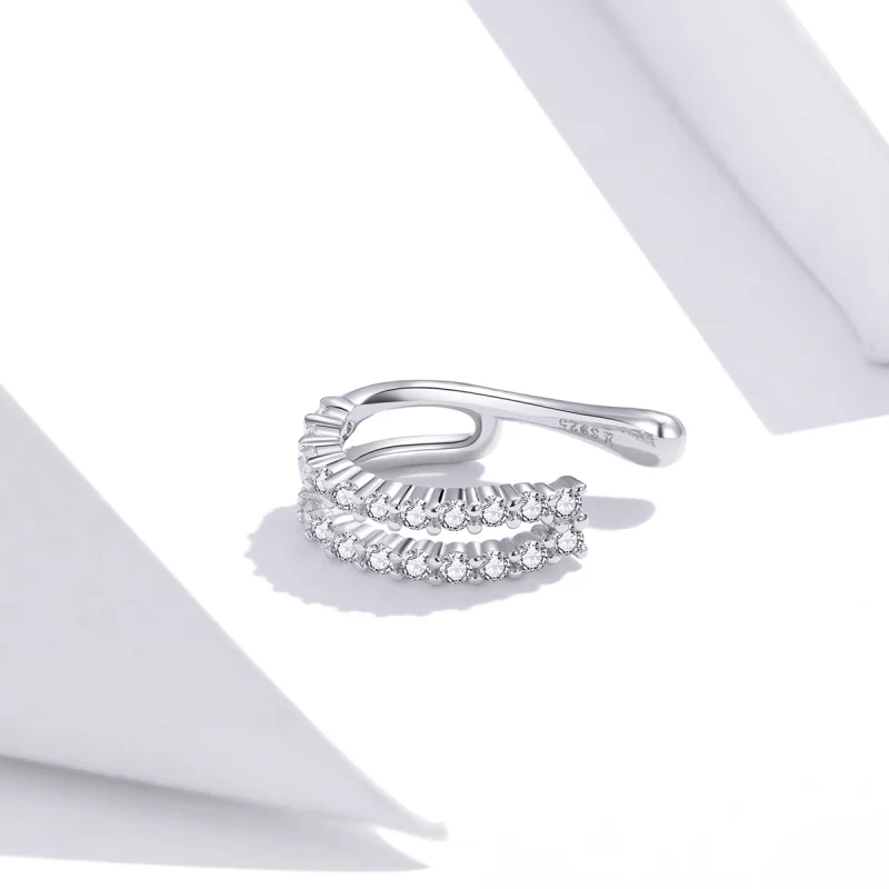 (image for) Pandora Style Silver Dazzling Ear clip - SCE904 - View 4