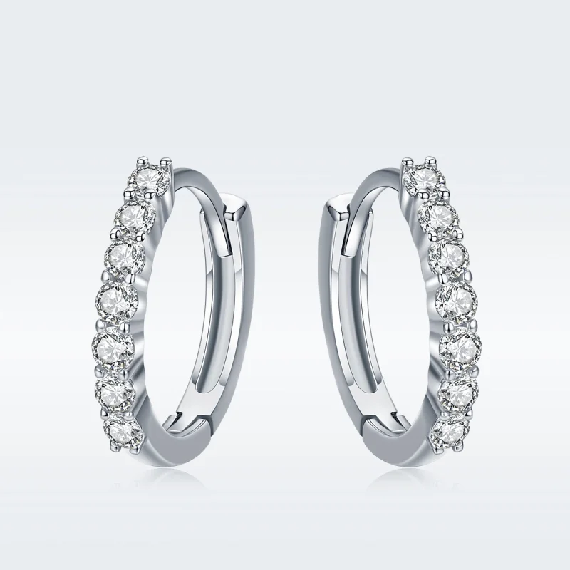 (image for) Pandora Style Silver Declaration of Grace Hoop Earrings - SCE351-1H - View 2