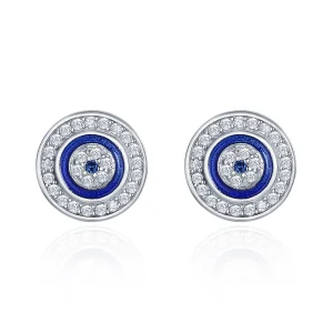 Pandora Style Silver Devil's Eye Stud Earrings - SCE148 (image for) Pandora Style Silver Devil's Eye Stud Earrings - SCE148