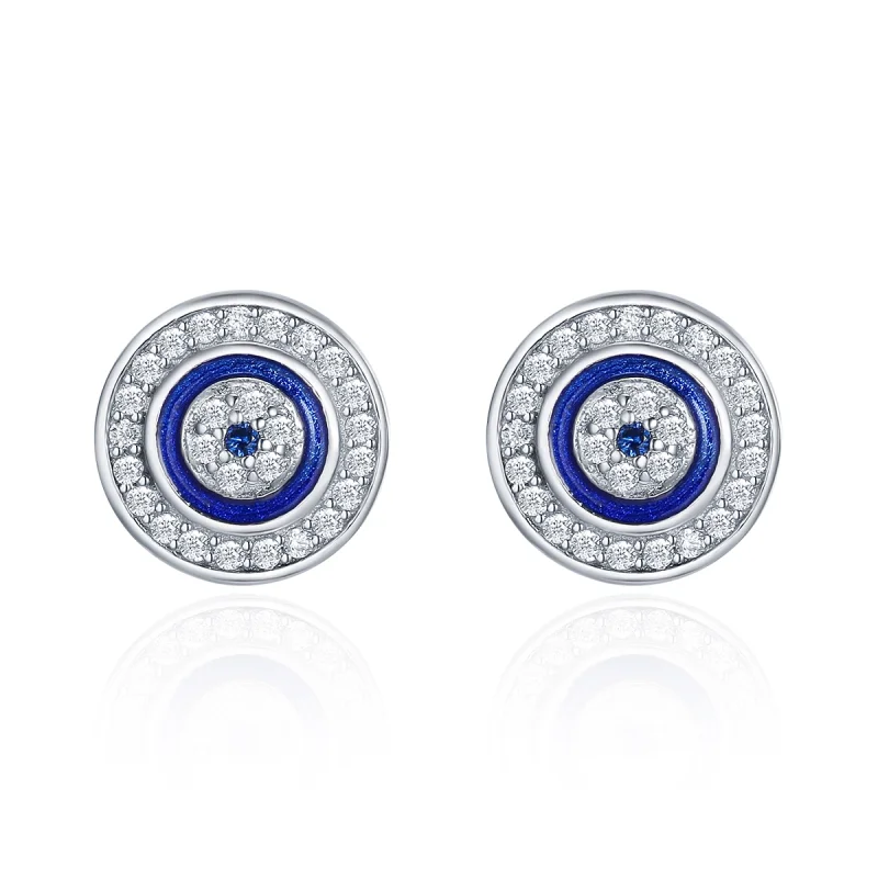 (image for) Pandora Style Silver Devil's Eye Stud Earrings - SCE148 - Product Image