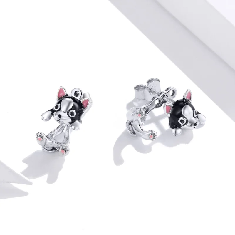 (image for) Pandora Style Silver Dog Stud Earrings - SCE978 - View 4