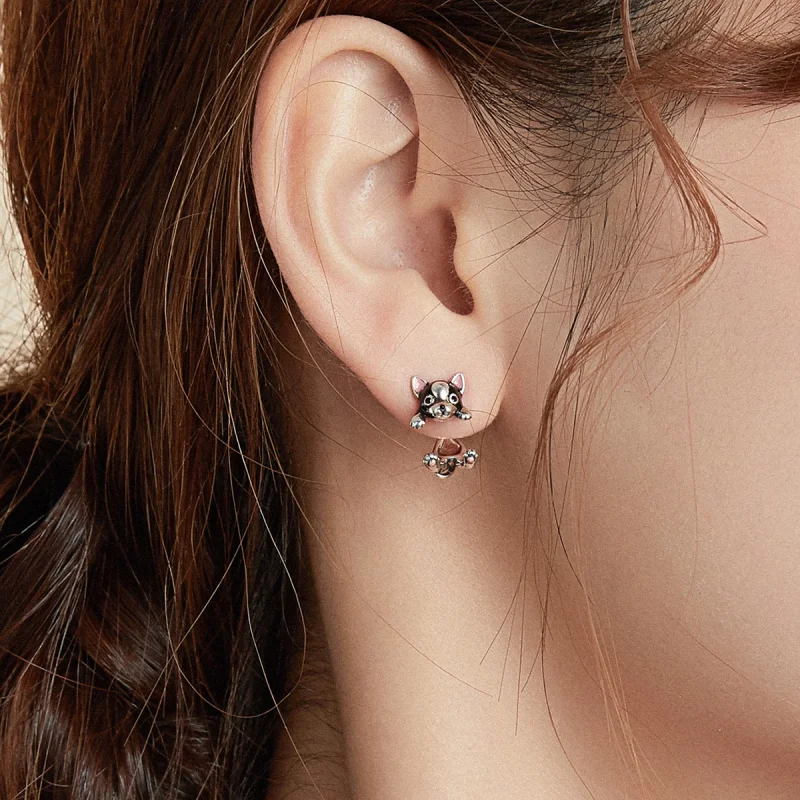 (image for) Pandora Style Silver Dog Stud Earrings - SCE978 - View 7