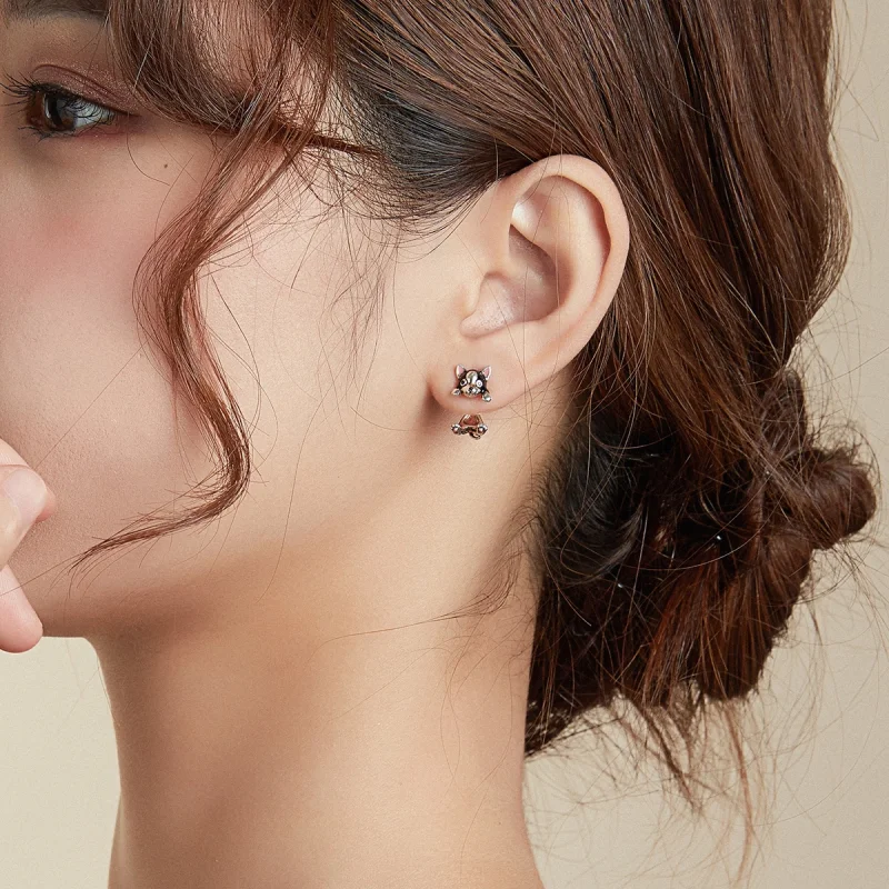 (image for) Pandora Style Silver Dog Stud Earrings - SCE978 - View 8