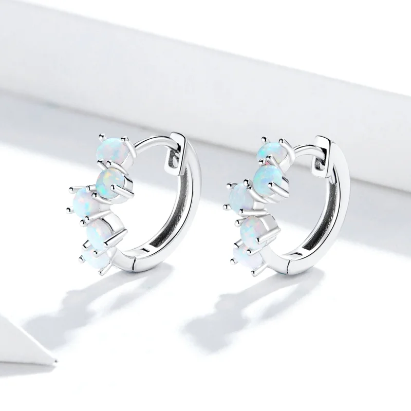 (image for) Pandora Style Silver Dream Bubbles Hoop Earrings - SCE941 - View 3