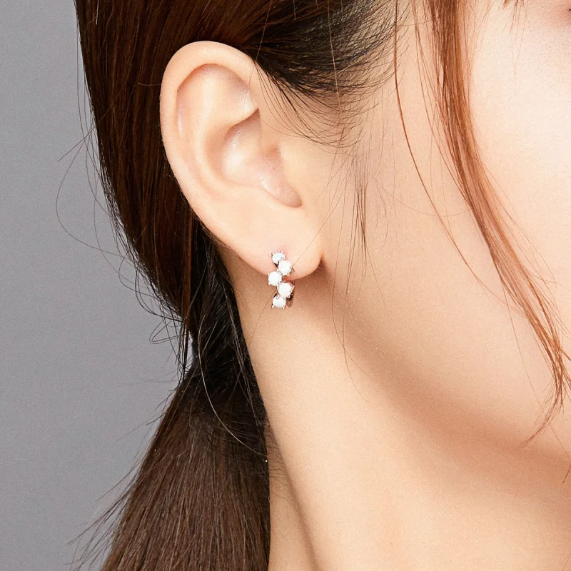 (image for) Pandora Style Silver Dream Bubbles Hoop Earrings - SCE941 - View 7