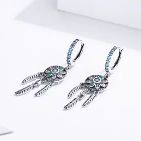Pandora Style Silver Dream Catcher Dangle Earrings - SCE713 Pandora Style Silver Dream Catcher Dangle Earrings - SCE713
