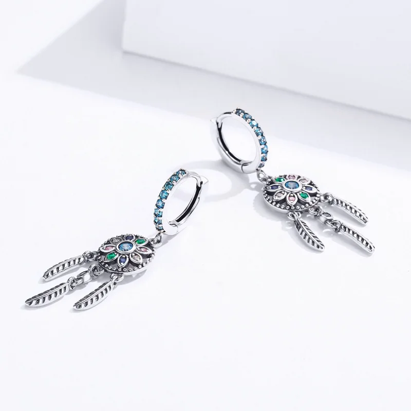 (image for) Pandora Style Silver Dream Catcher Dangle Earrings - SCE713 - View 3