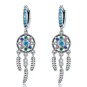 Pandora Style Silver Dream Catcher Dangle Earrings - SCE713 Pandora Style Silver Dream Catcher Dangle Earrings - SCE713
