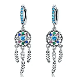 (image for) Pandora Style Silver Dream Catcher Dangle Earrings - SCE713