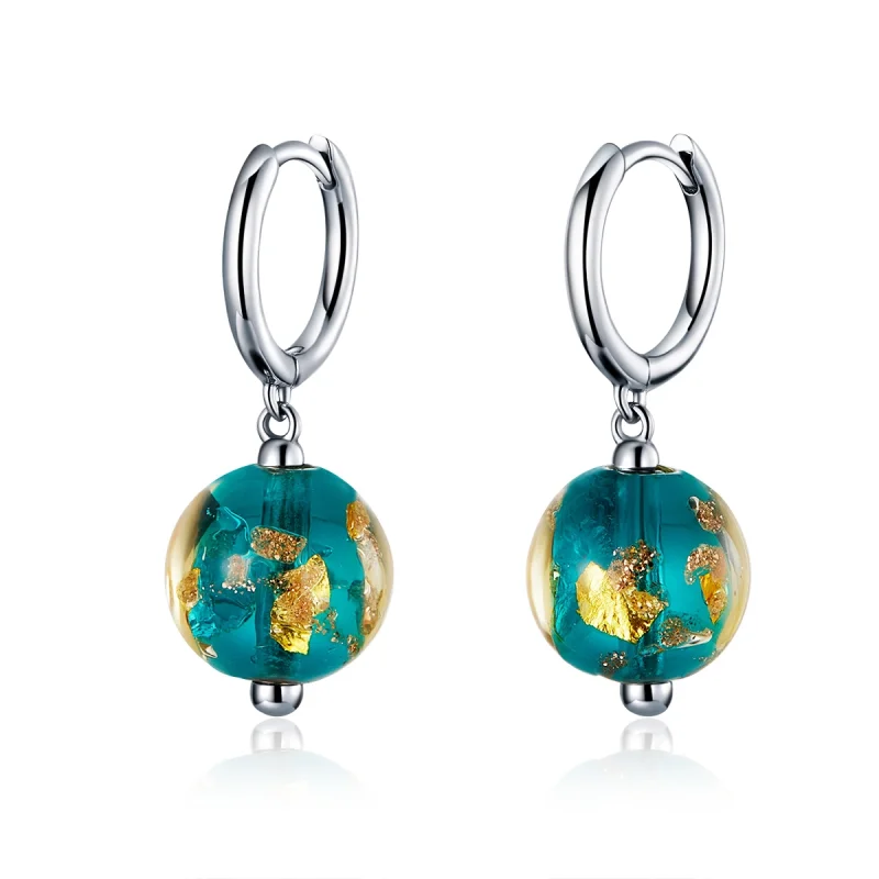 (image for) Pandora Style Silver Dream Glass Dangle Earrings - SCE817 - Product Image