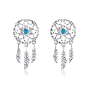 (image for) Pandora Style Silver Dreamcatcher Dangle Earrings - BSE339