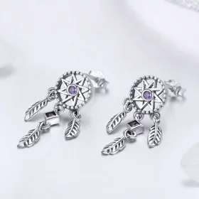 Pandora Style Silver Dreamcatcher Hanging Earrings - SCE502 Pandora Style Silver Dreamcatcher Hanging Earrings - SCE502