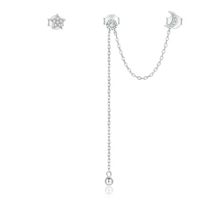 (image for) Pandora Style Silver Dreamy Moon & Stars Dangle Earrings - BSE431