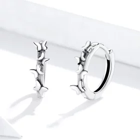 Pandora Style Silver Elegant Butterflies Hoop Earrings - SCE927 Pandora Style Silver Elegant Butterflies Hoop Earrings - SCE927