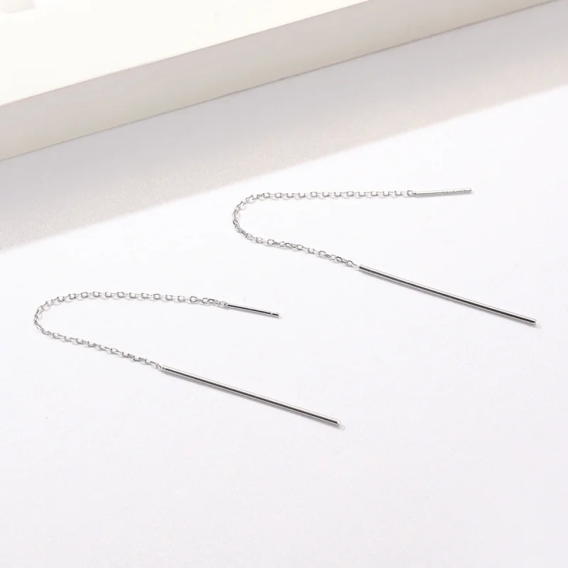 (image for) Pandora Style Silver Elegant Line Hanging Earrings - SCE490 - View 5