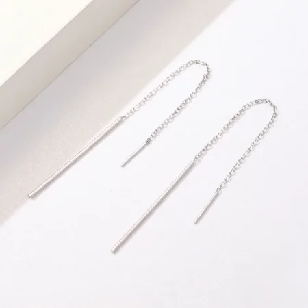 Pandora Style Silver Elegant Line Hanging Earrings - SCE490