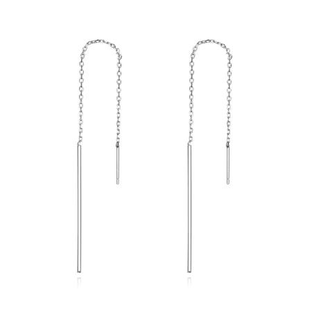 Pandora Style Silver Elegant Line Hanging Earrings - SCE490