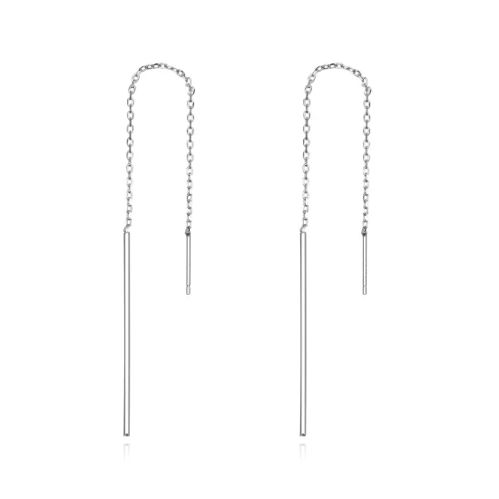 Pandora Style Silver Elegant Line Hanging Earrings - SCE490