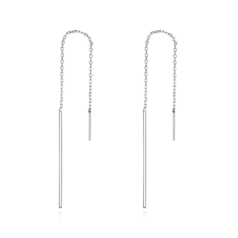 (image for) Pandora Style Silver Elegant Line Hanging Earrings - SCE490 - Product Image