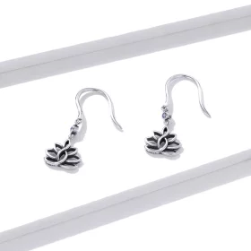 Pandora Style Silver Elegant Lotus Flowers Dangle Earrings - BSE451 Pandora Style Silver Elegant Lotus Flowers Dangle Earrings - BSE451