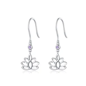 (image for) Pandora Style Silver Elegant Lotus Flowers Dangle Earrings - BSE451