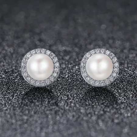 Pandora Style Silver Elegant Monologue Stud Earrings - SCE122