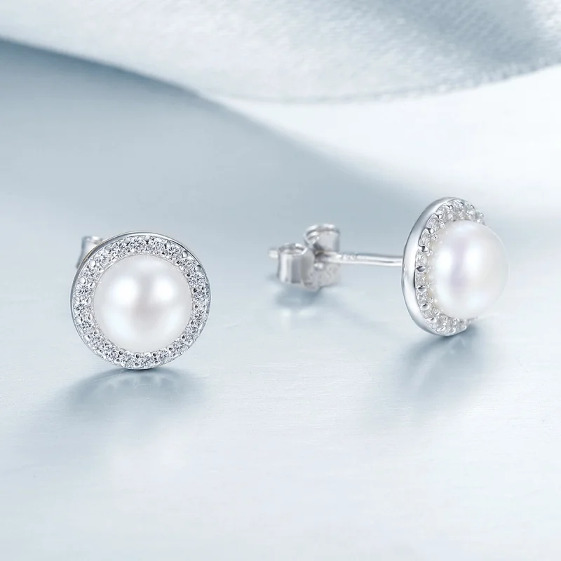 (image for) Pandora Style Silver Elegant Monologue Stud Earrings - SCE122 - View 7