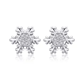 Pandora Style Silver Elegant Snowflakes Stud Earrings - BSE009