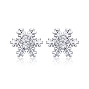 (image for) Pandora Style Silver Elegant Snowflakes Stud Earrings - BSE009