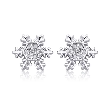 Pandora Style Silver Elegant Snowflakes Stud Earrings - BSE009 Pandora Style Silver Elegant Snowflakes Stud Earrings - BSE009
