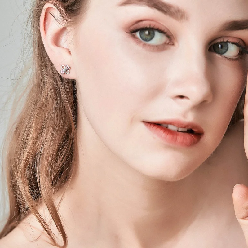 (image for) Pandora Style Silver Endless Love Stud Earrings - SCE455 - View 4