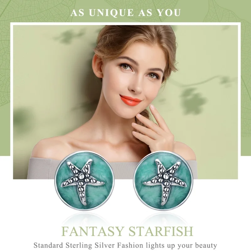 (image for) Pandora Style Silver Fantasy Starfish Stud Earrings - SCE205 - View 2