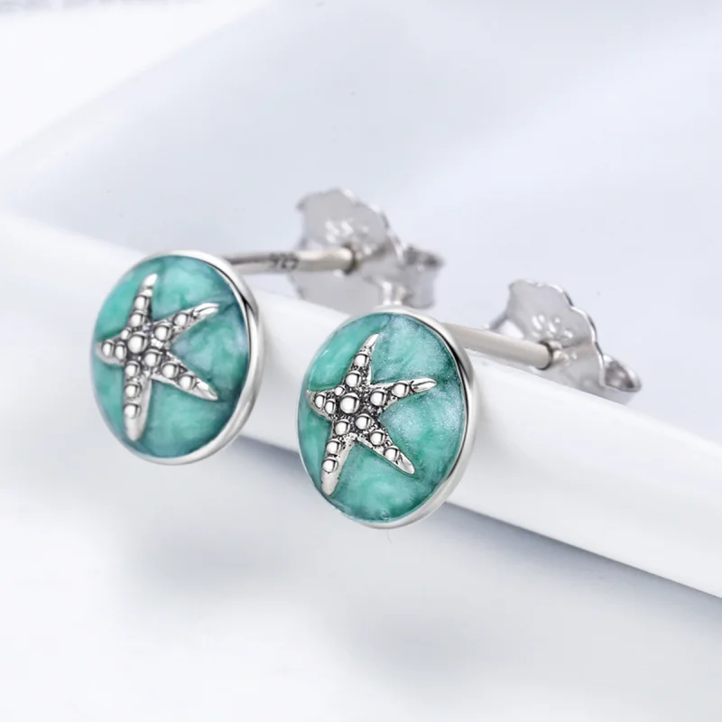 (image for) Pandora Style Silver Fantasy Starfish Stud Earrings - SCE205 - View 5