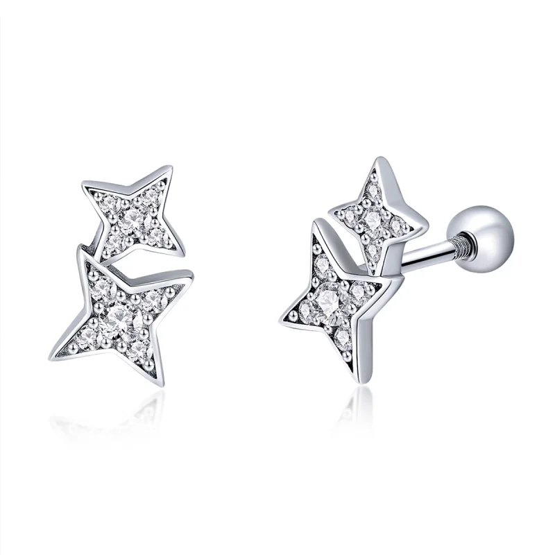 (image for) Pandora Style Silver Fascinating Starlight Stud Earrings - SCE432 - Product Image