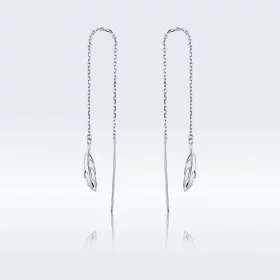 Pandora Style Silver Feather Dangle Earrings - SCE786 Pandora Style Silver Feather Dangle Earrings - SCE786