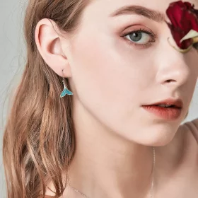 Pandora Style Silver Fishtail Hanging Earrings - SCE065 Pandora Style Silver Fishtail Hanging Earrings - SCE065