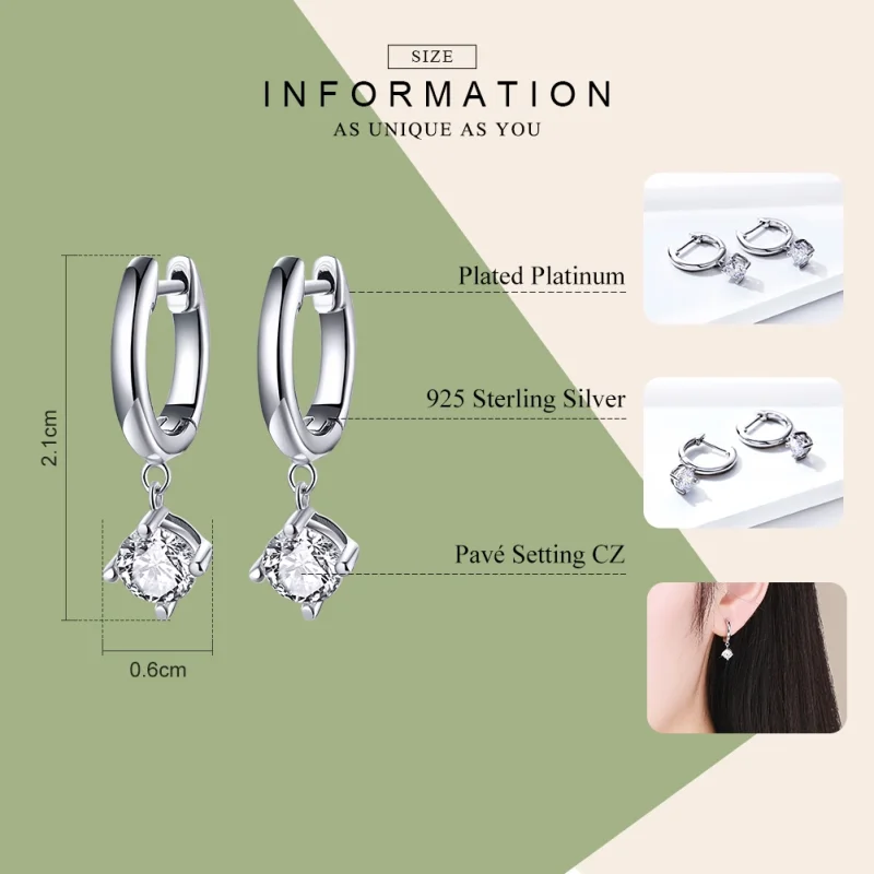 (image for) Pandora Style Silver Flash Girl Hanging Earrings - SCE553 - View 2