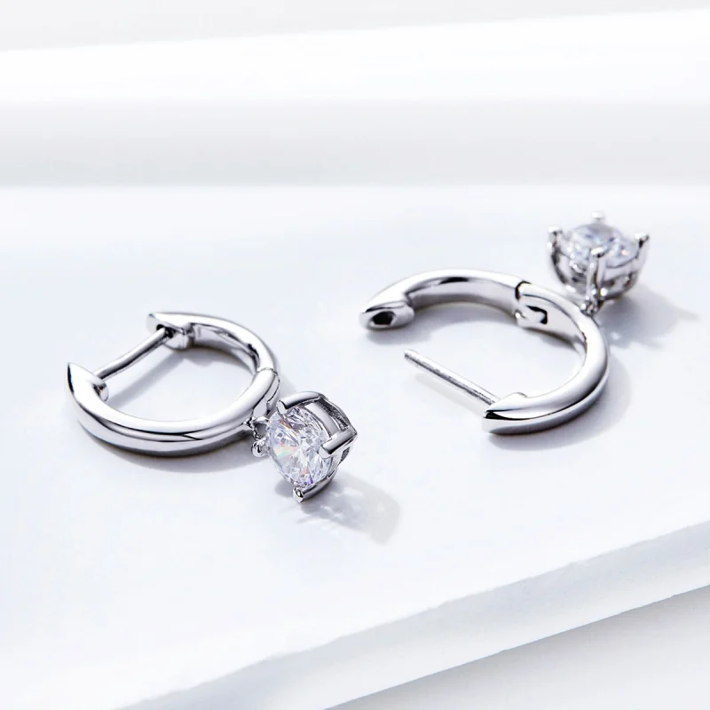 (image for) Pandora Style Silver Flash Girl Hanging Earrings - SCE553 - View 4