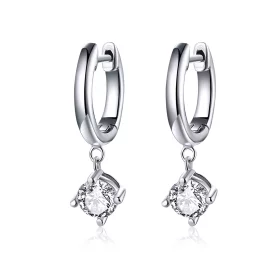 Pandora Style Silver Flash Girl Hanging Earrings - SCE553 Pandora Style Silver Flash Girl Hanging Earrings - SCE553