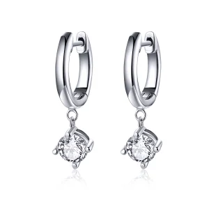(image for) Pandora Style Silver Flash Girl Hanging Earrings - SCE553