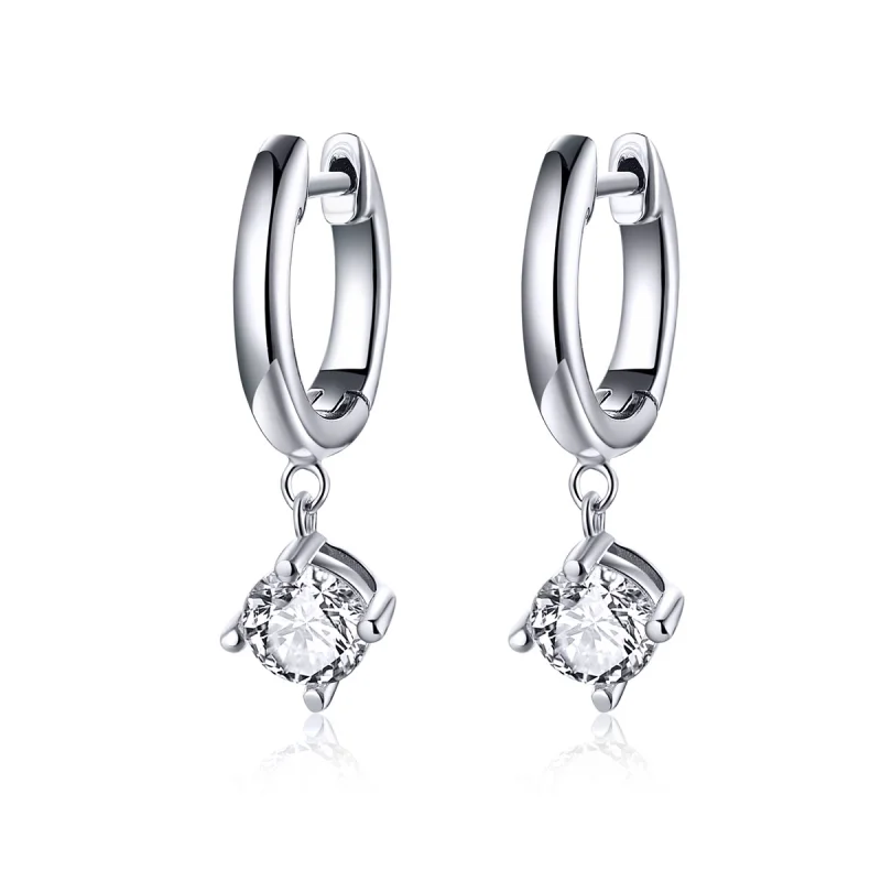 (image for) Pandora Style Silver Flash Girl Hanging Earrings - SCE553 - Product Image