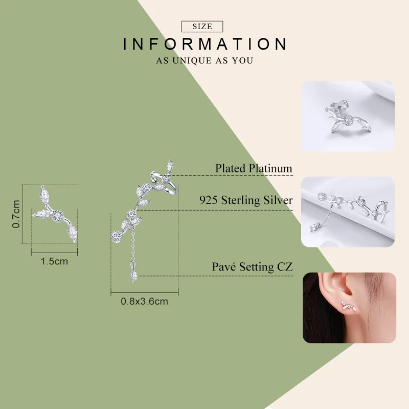 (image for) Pandora Style Silver Flower Branch Stud Earrings - SCE429 - View 3