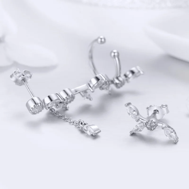 (image for) Pandora Style Silver Flower Branch Stud Earrings - SCE429 - View 5