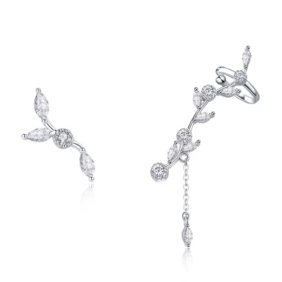 Pandora Style Silver Flower Branch Stud Earrings - SCE429