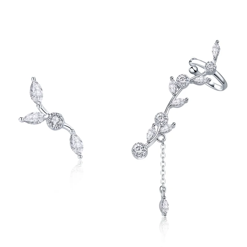(image for) Pandora Style Silver Flower Branch Stud Earrings - SCE429 - Product Image