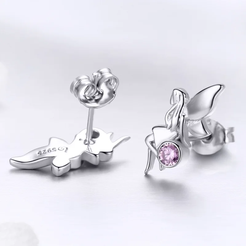 (image for) Pandora Style Silver Flower Fairy Stud Earrings - SCE395 - View 4