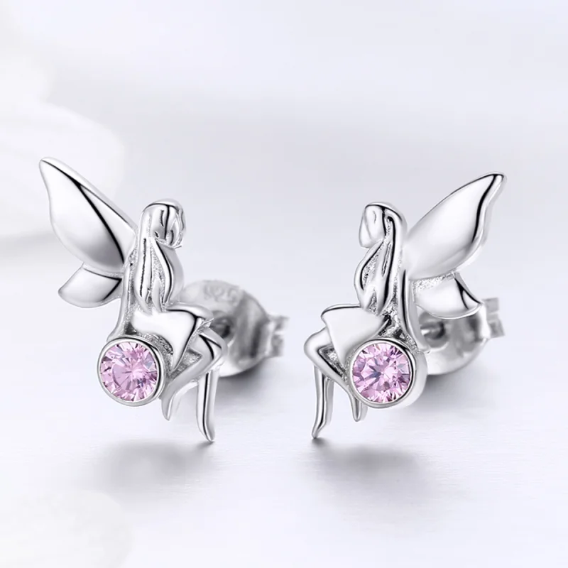 (image for) Pandora Style Silver Flower Fairy Stud Earrings - SCE395 - View 6
