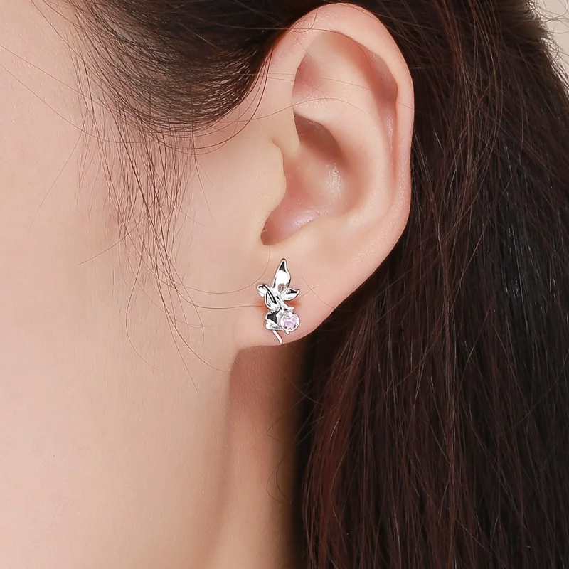 (image for) Pandora Style Silver Flower Fairy Stud Earrings - SCE395 - View 7