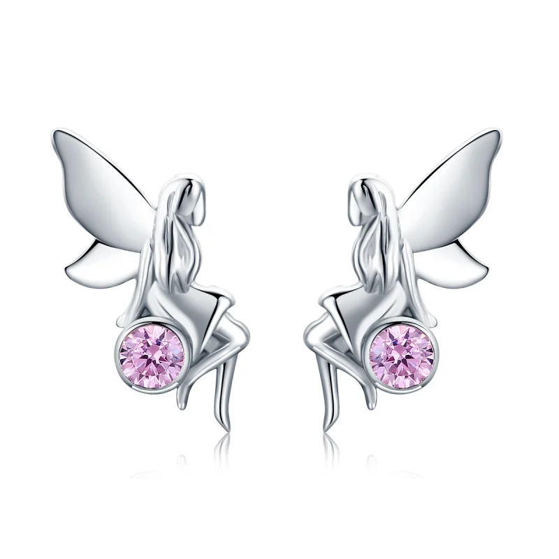 (image for) Pandora Style Silver Flower Fairy Stud Earrings - SCE395 - Product Image