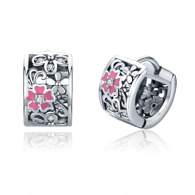 (image for) Pandora Style Silver Flower Language Stud Earrings - SCE541 - Product Image